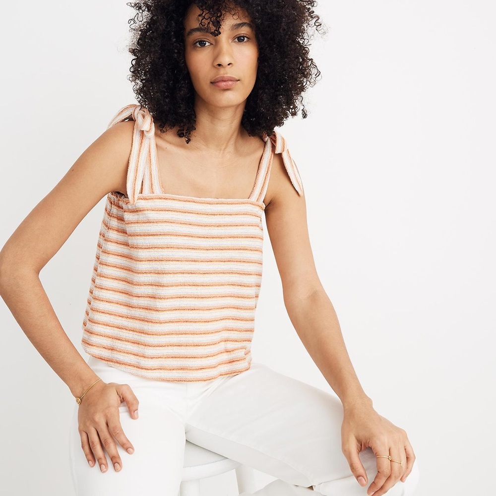Madewell Texture & Thread Tie Sleeve top